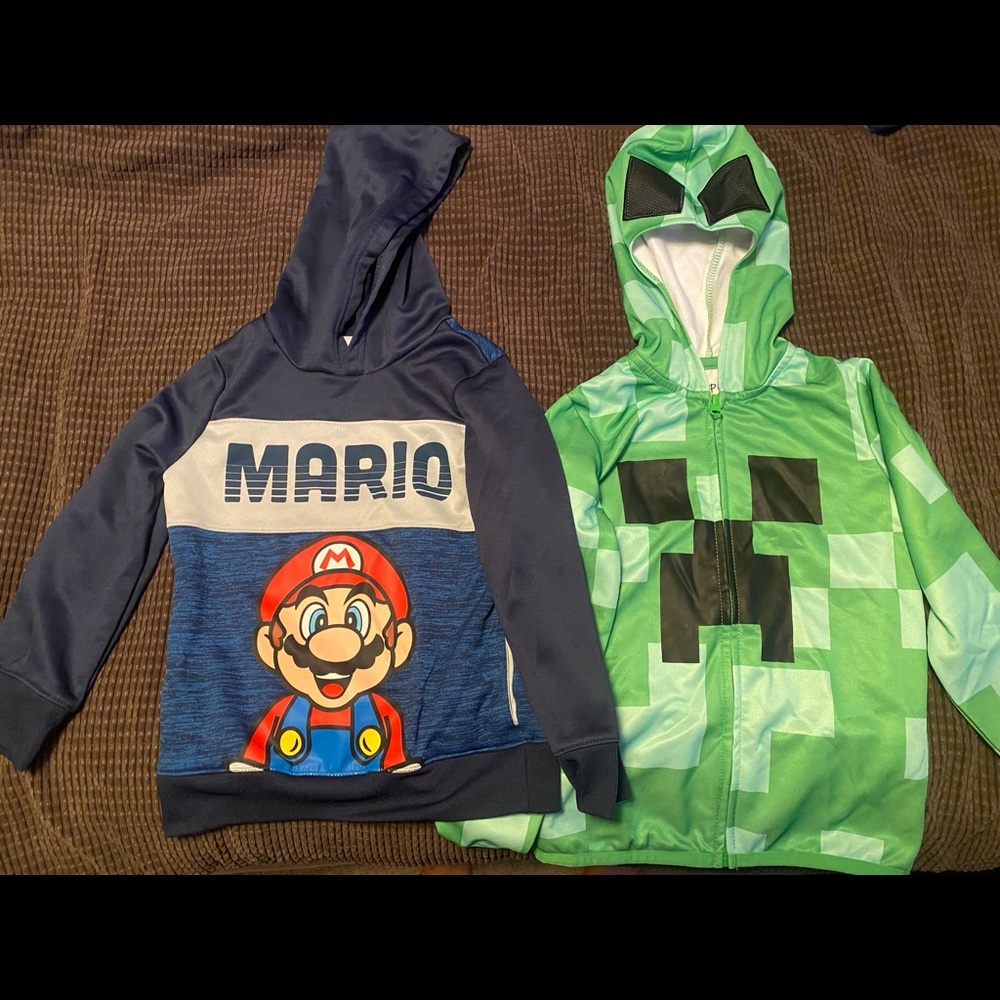 Mario Hoodie and Minecraft Jacket